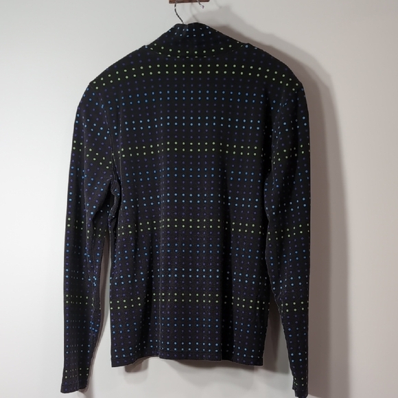 Talbots | Cotton Stretch Black Long Sleeve Turtle Neck Neon Polka Dots Size XL - Picture 2 of 9
